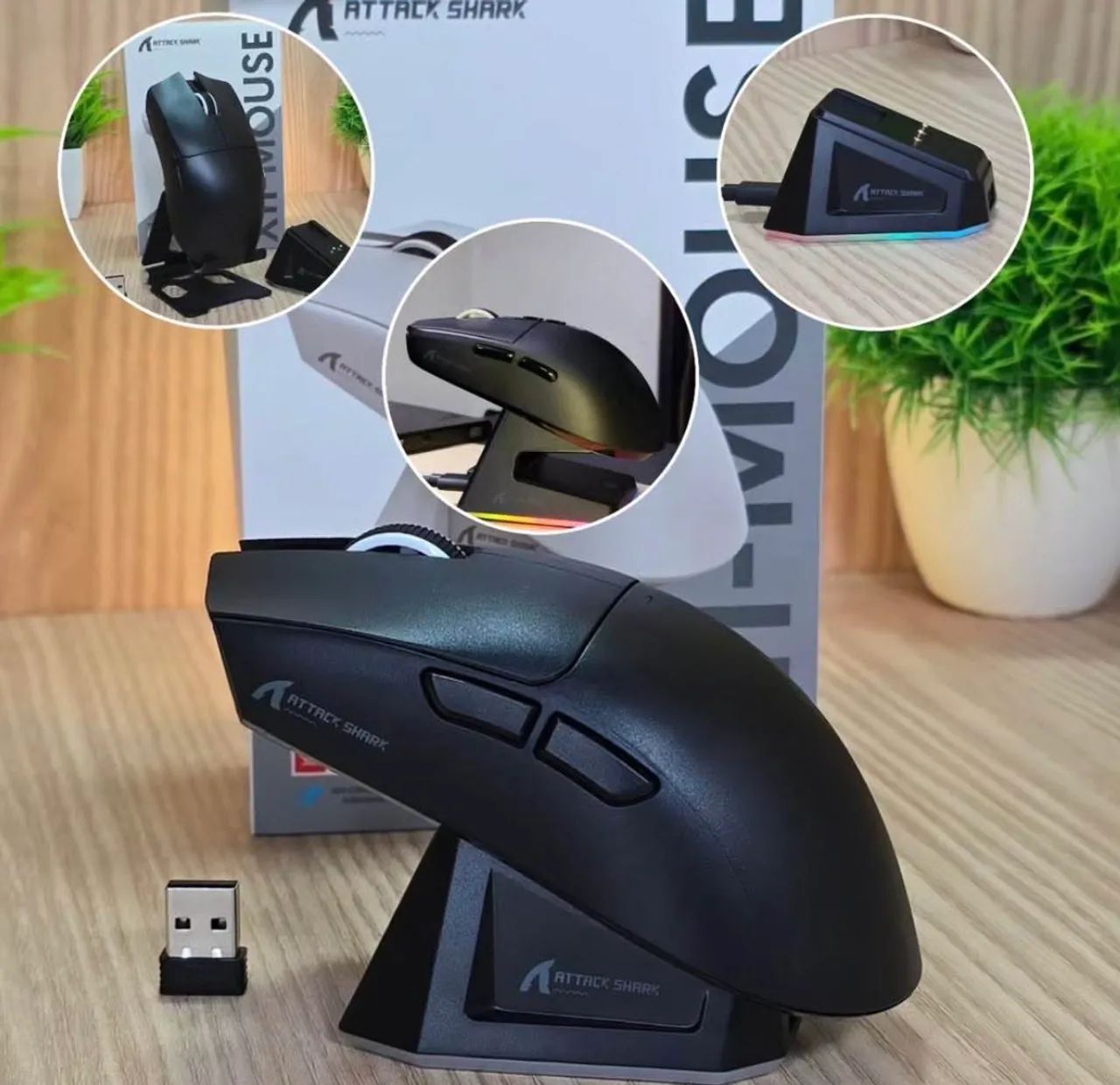 Mouse Gamer Attack Shark X11 com Dock 22.000 DPI Lacrado! Zerado! - Foto 5