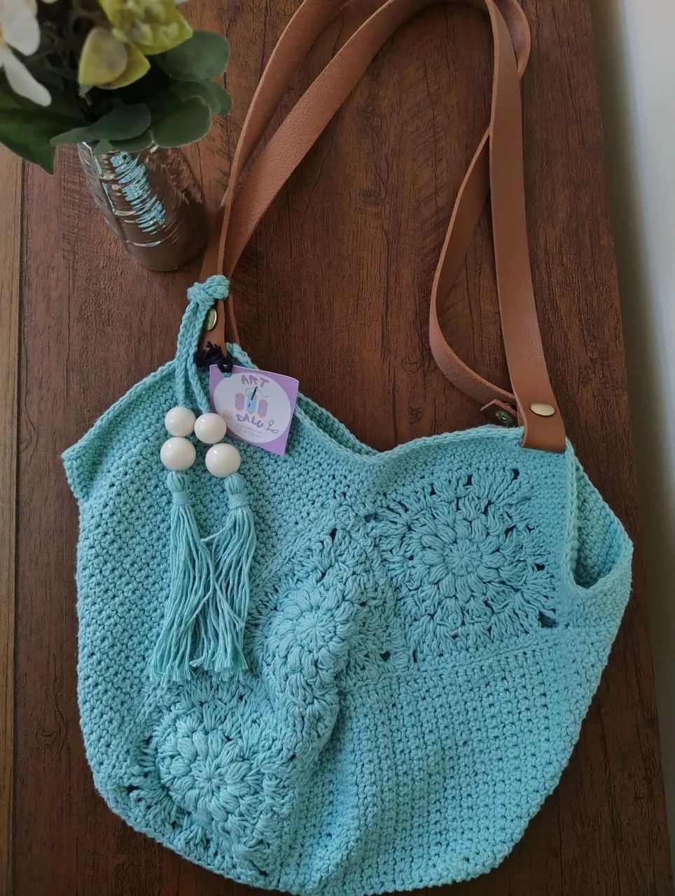 Bolsa crochê alça couto sintético  - Foto 3