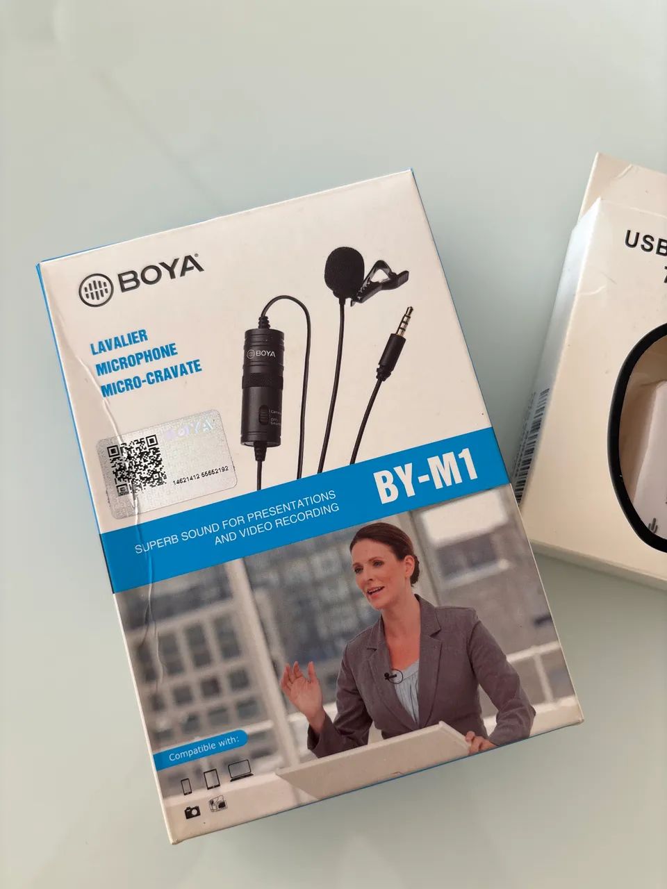 Microfone Boya M1 com fio + adaptador USB