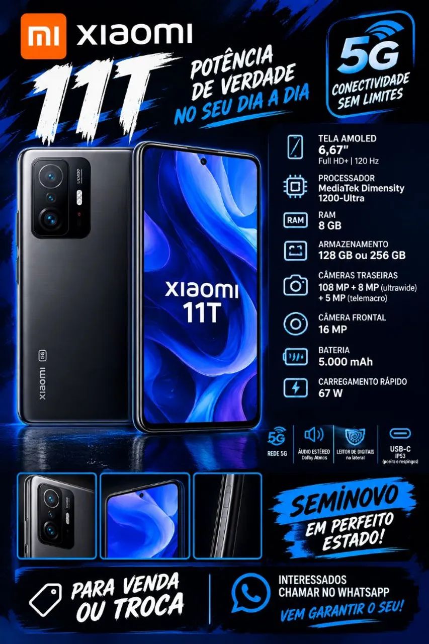 Celular xaiomi 11t vendo ou troco 