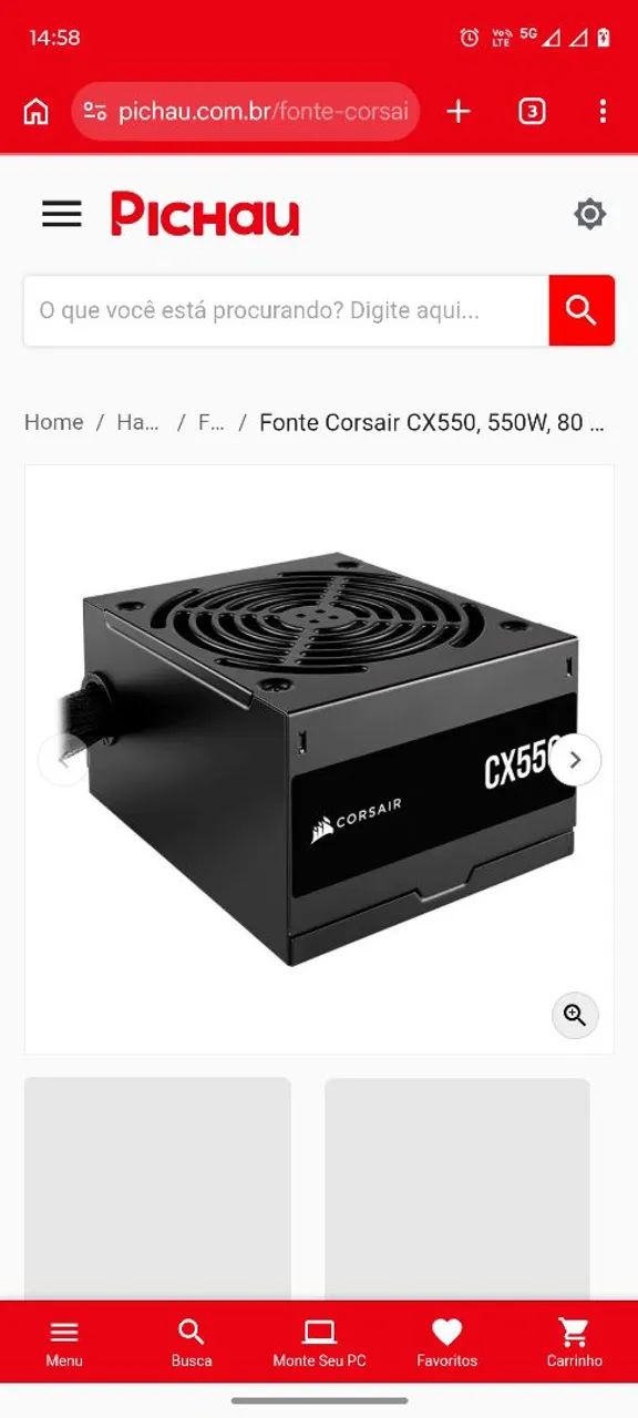 Fonte Corsair CX550 550W 80 Plus Bronze -