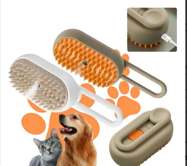 Escova Massageadora para Pets com Reservatório