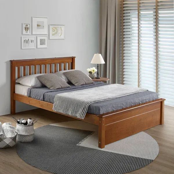 Cama Casal Inglesa em Madeira Maciça + Colchão Castor
