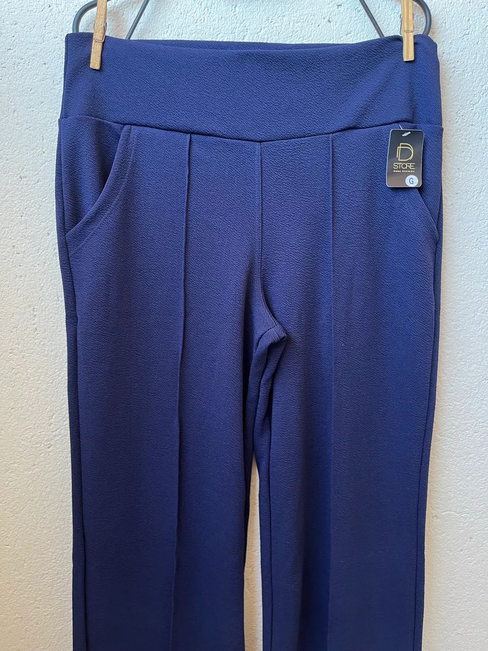 Calça flare azul marinho G malha crepe elastano nova - Foto 2