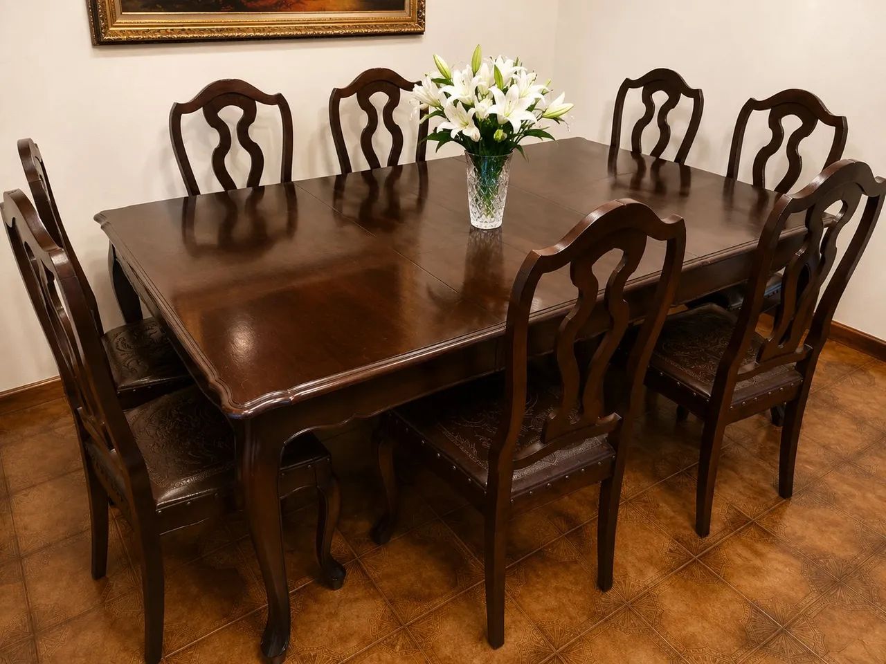 Mesa com 8 cadeiras extensível,  madeira maciça  - Foto 3