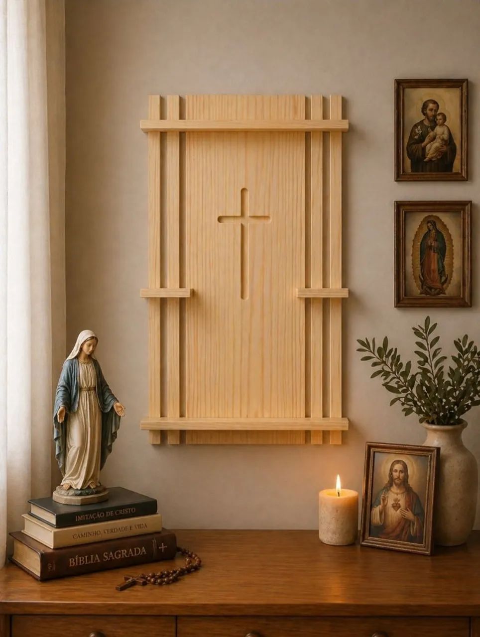 Oratório de Parede| Altar Católico Decorativo | Cantinho de Oração - Foto 6