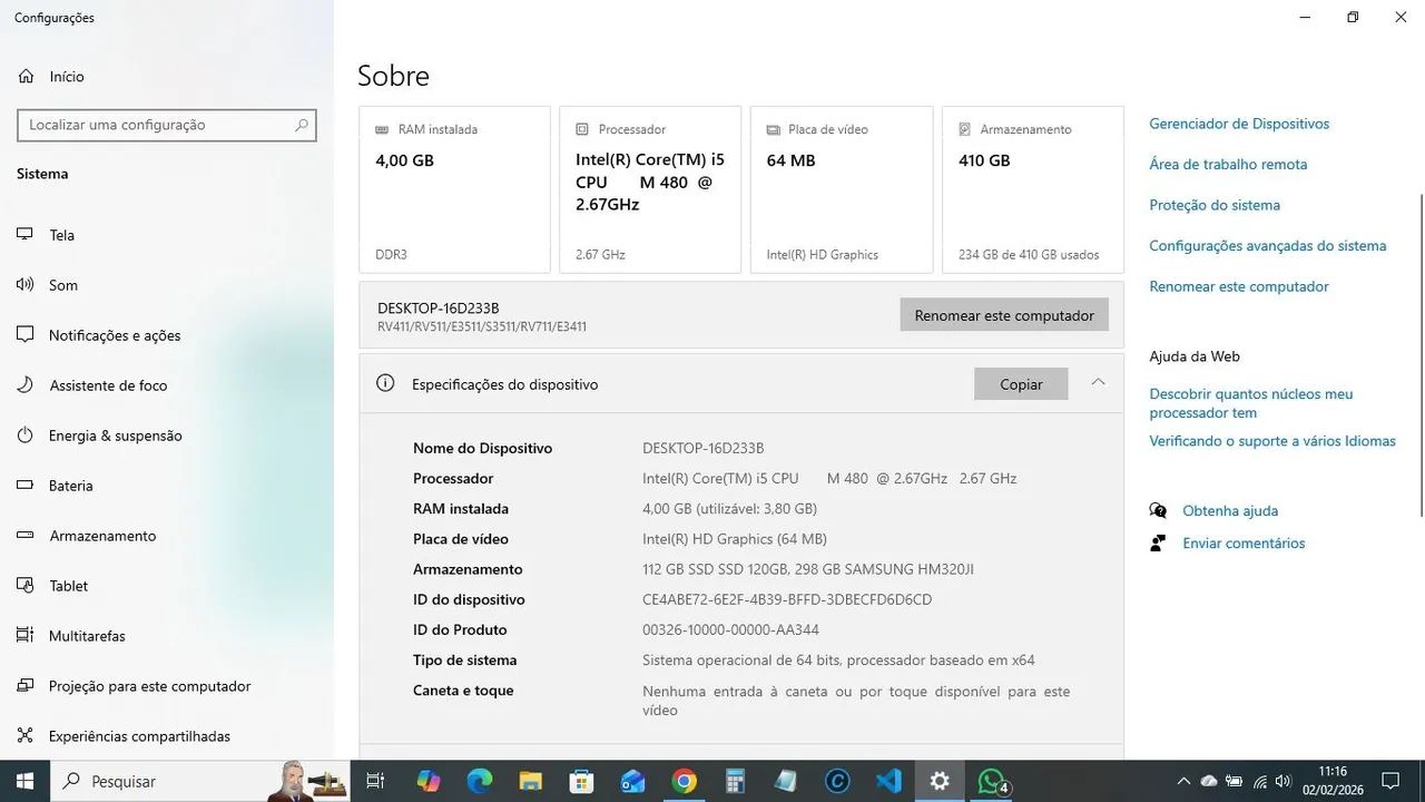 Notebook Samsung RV411 i5 SSD 410gb - Foto 2