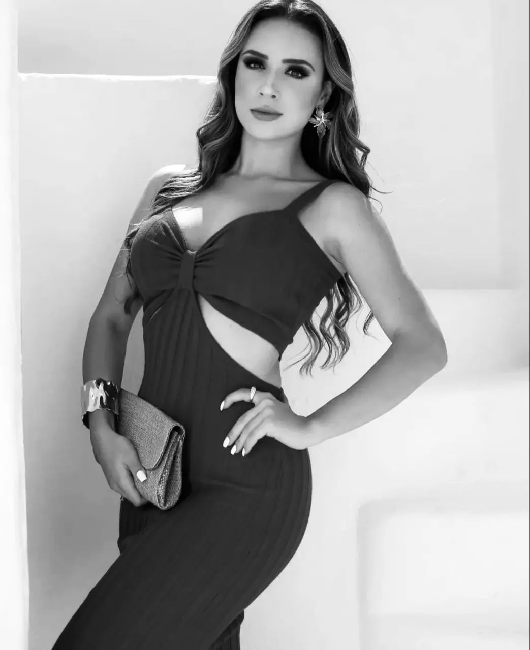 Vestido midi preto de tricot - Foto 3