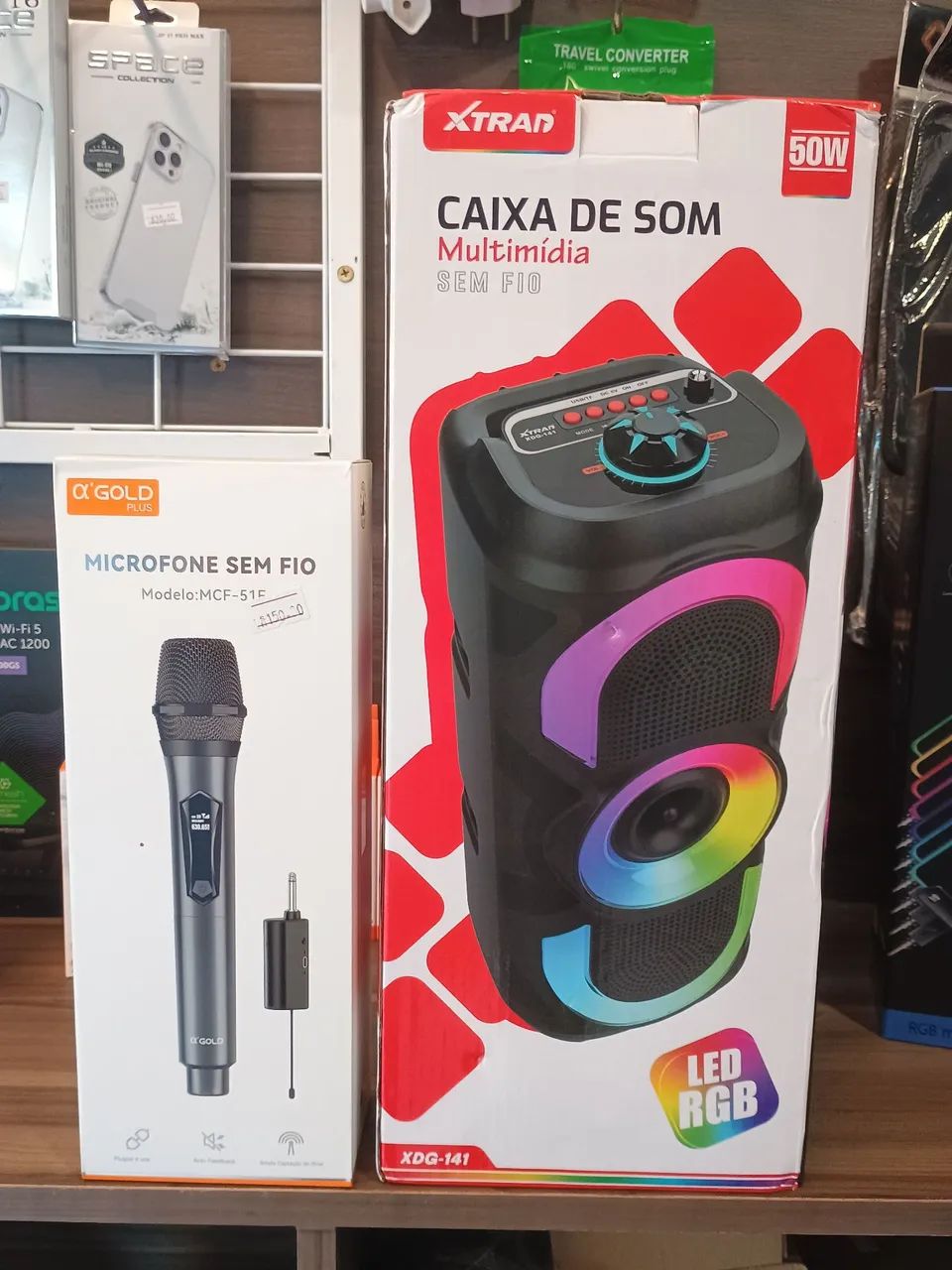 Caixa Bluetooth 50W USB FM cartão e pega microfone  - Foto 2