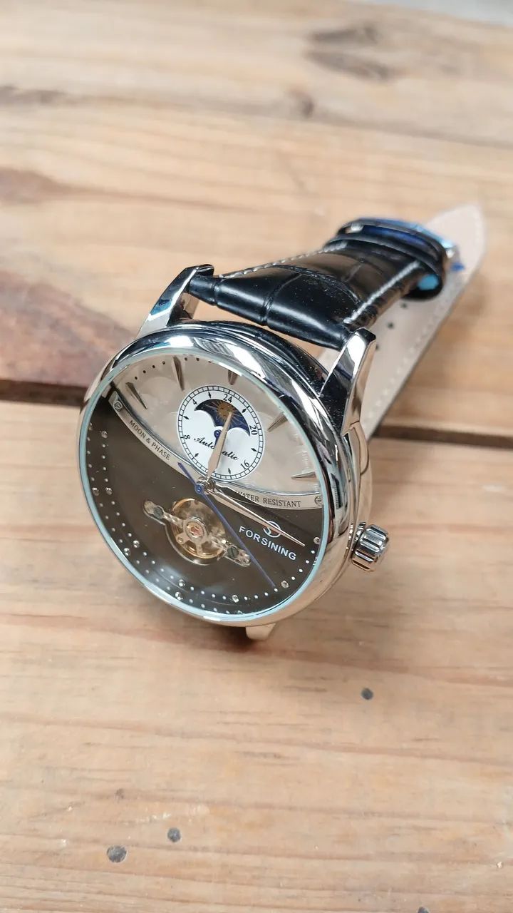Relógio Masculino Automático Sofisticado e Elegante - Fases da Lua - Foto 2