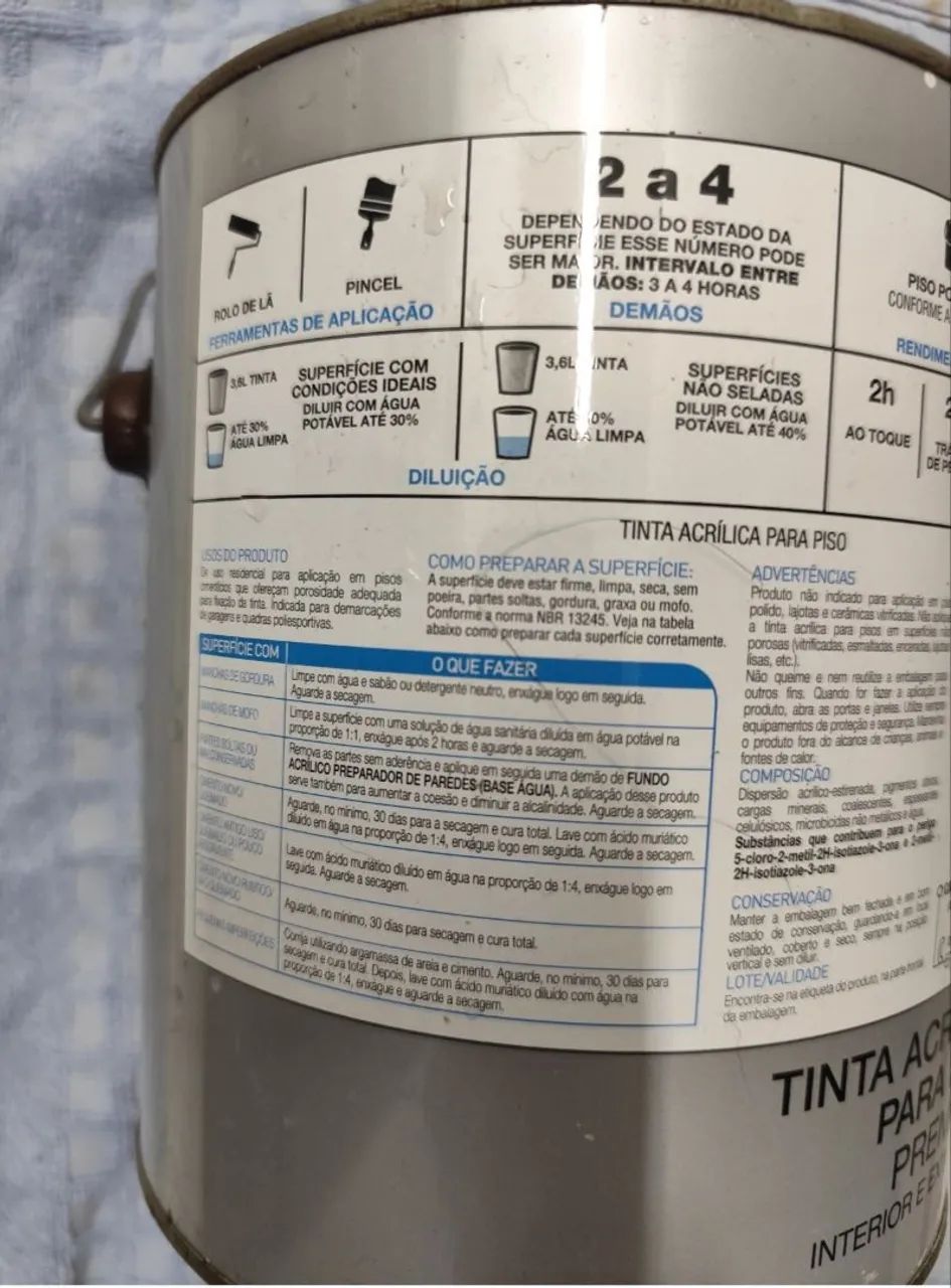 Tinta Acrilica para piso azul 3,6L - Foto 2
