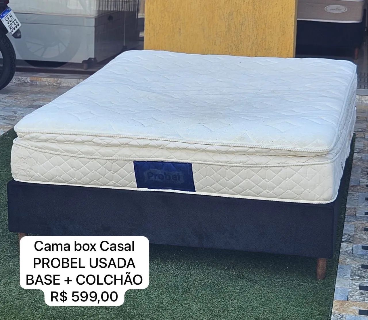 Colchão Casal Probel USADO COM BASE - Entrego! 