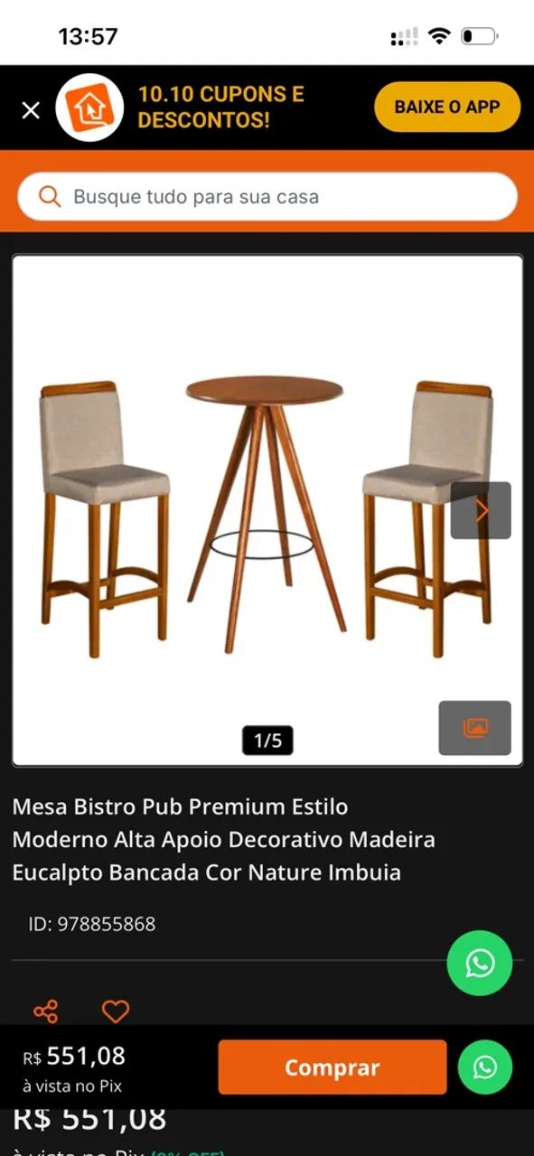Mesa bistrô com cadeiras - Foto 4