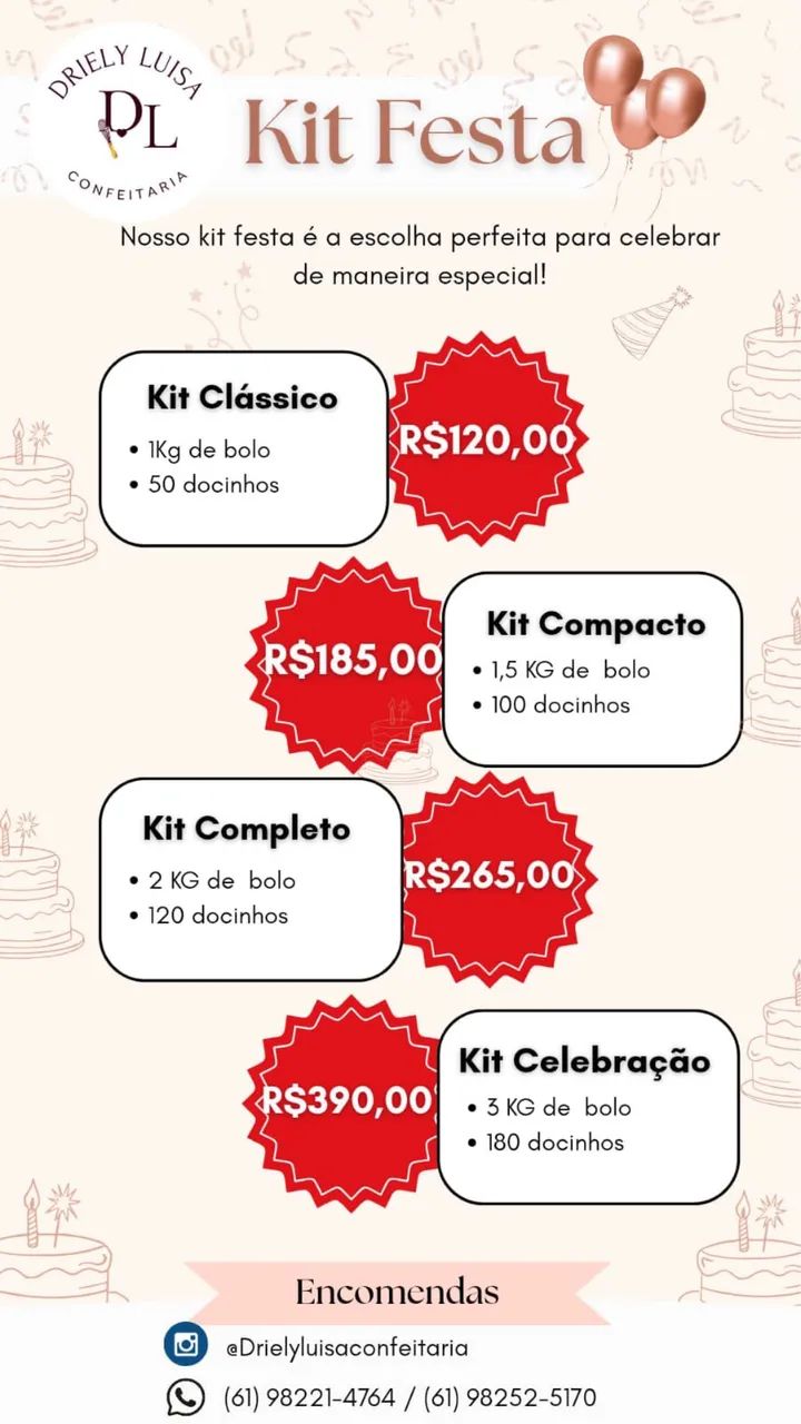 Kit bolo e doces