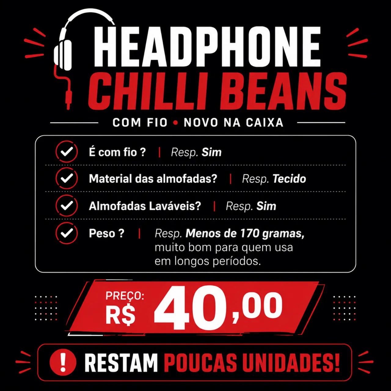 Headphone Chilli Beans Hipster (modelo TM-612MV/2-3) - Foto 3