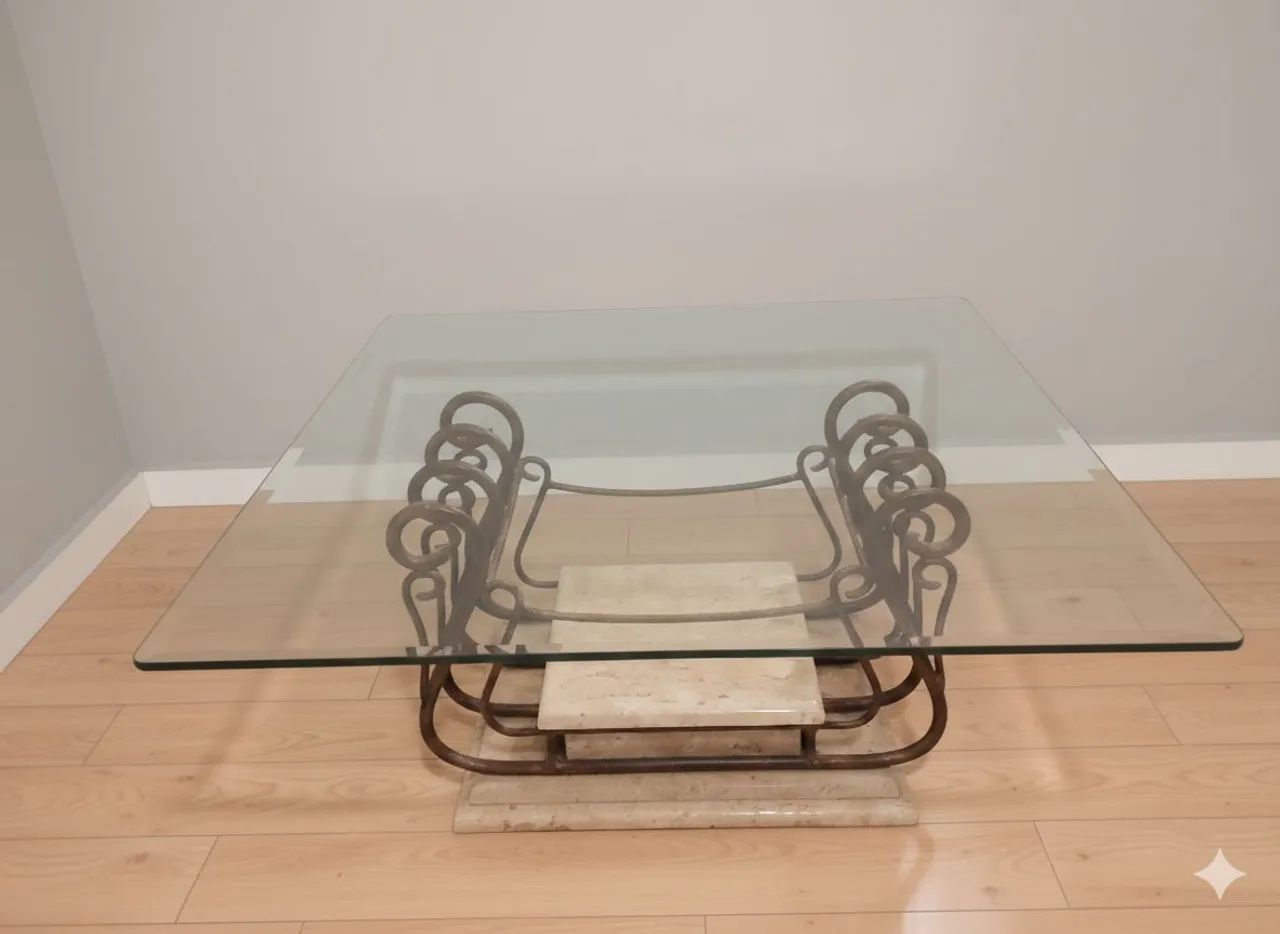 Mesa de centro em ferro e vidro bisotê 0,90x0,90 - Foto 2