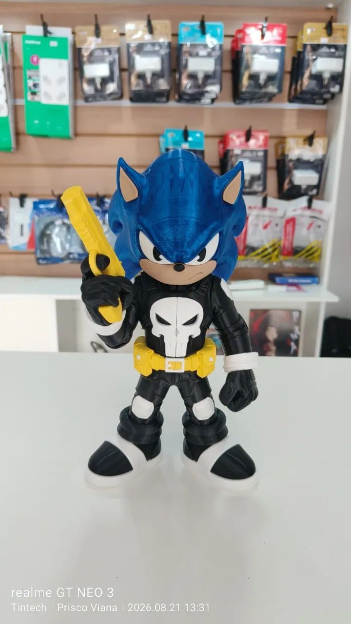 Sonic Justiceiro 30cm - Boneco 3D Colecionável - Foto 2