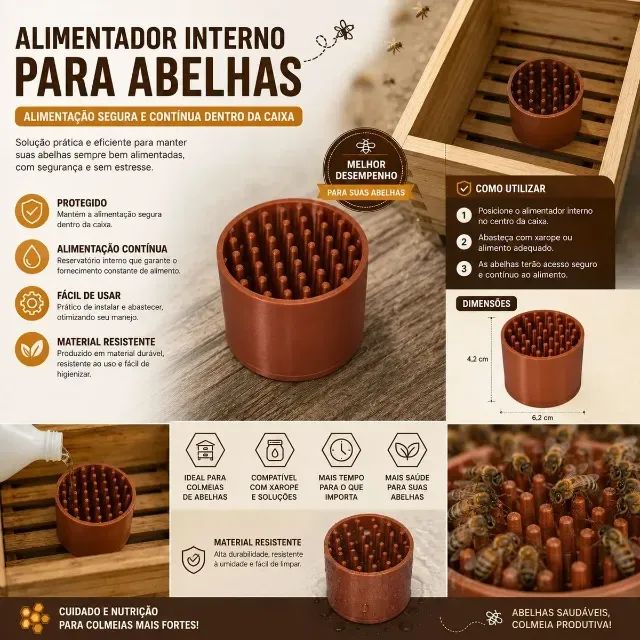 Kit 5 Alimentador interno  de Abelha Sem Ferrão Interno Meliponicultura - Foto 3