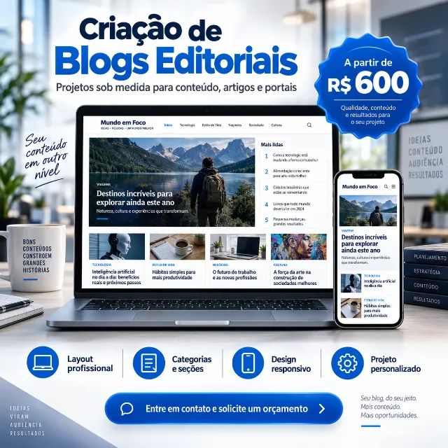 Criação de Blogs Editoriais Sob Medida e Portais de Conteúdo