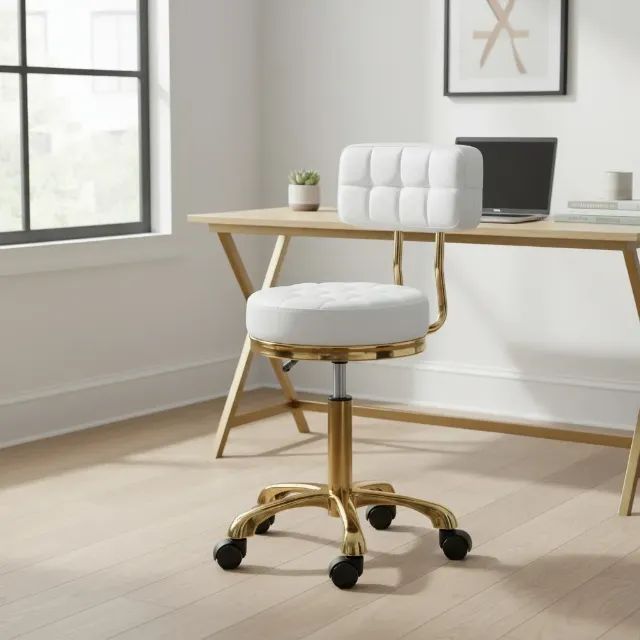 MOCHO ESTOFADO BRANCO COM BASE DOURADA