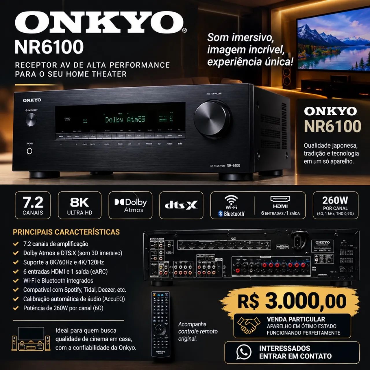 Onkyo NR6100 7.2 canais