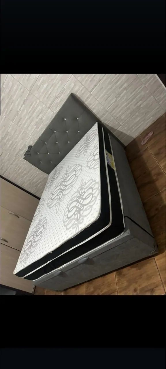 Cama casal baú e colchão molas Bonnel   - Foto 4