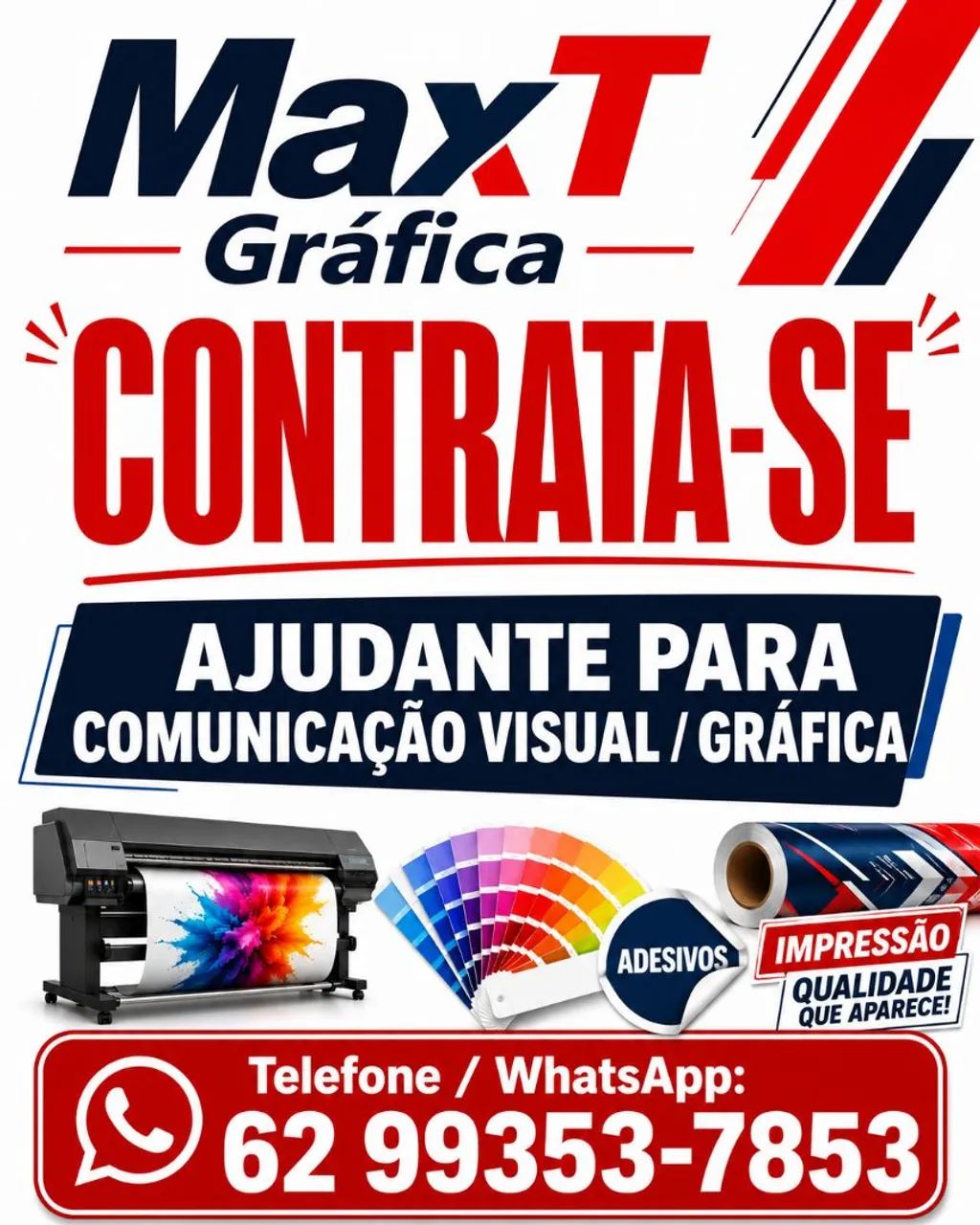 Vaga de ajudante para comunicação visual gráfica 
