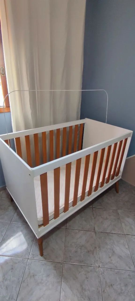 Berço Mini Cama Branco/Freijó Matic 