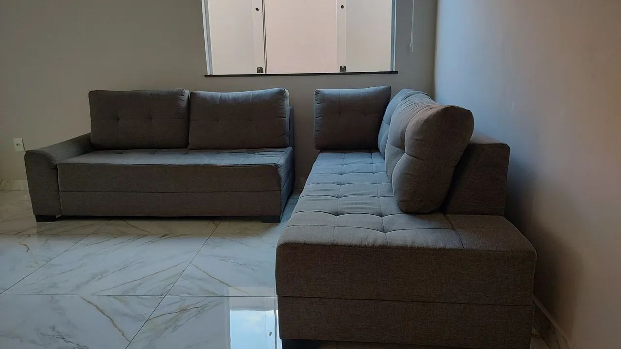 Conjunto com 2 sofás cinza | Forma Sofá de Canto | Grande e Versátil  - Foto 4