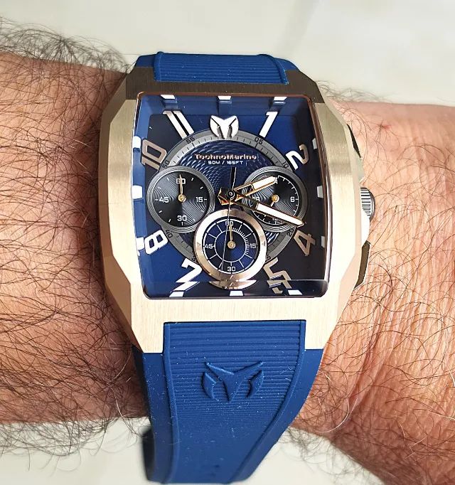 Relógio TechnoMarine Aqua Quadrant Rosé Azul - Foto 4