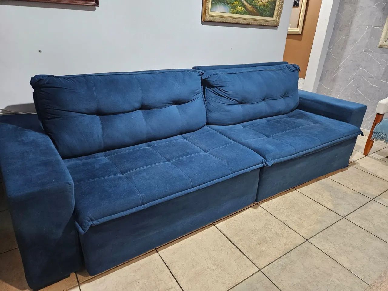 Sofá azul de 3 metros retrátil  - Foto 3