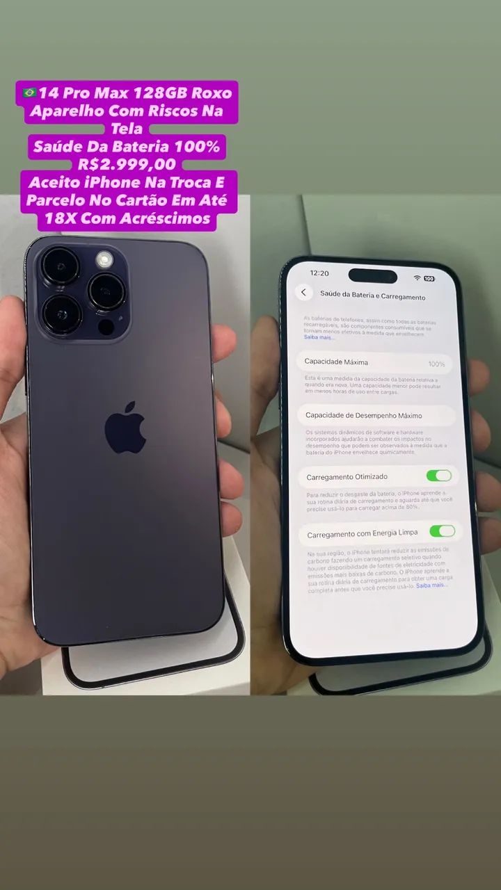 iPhone 14 Pro Max 128GB Roxo - Usado