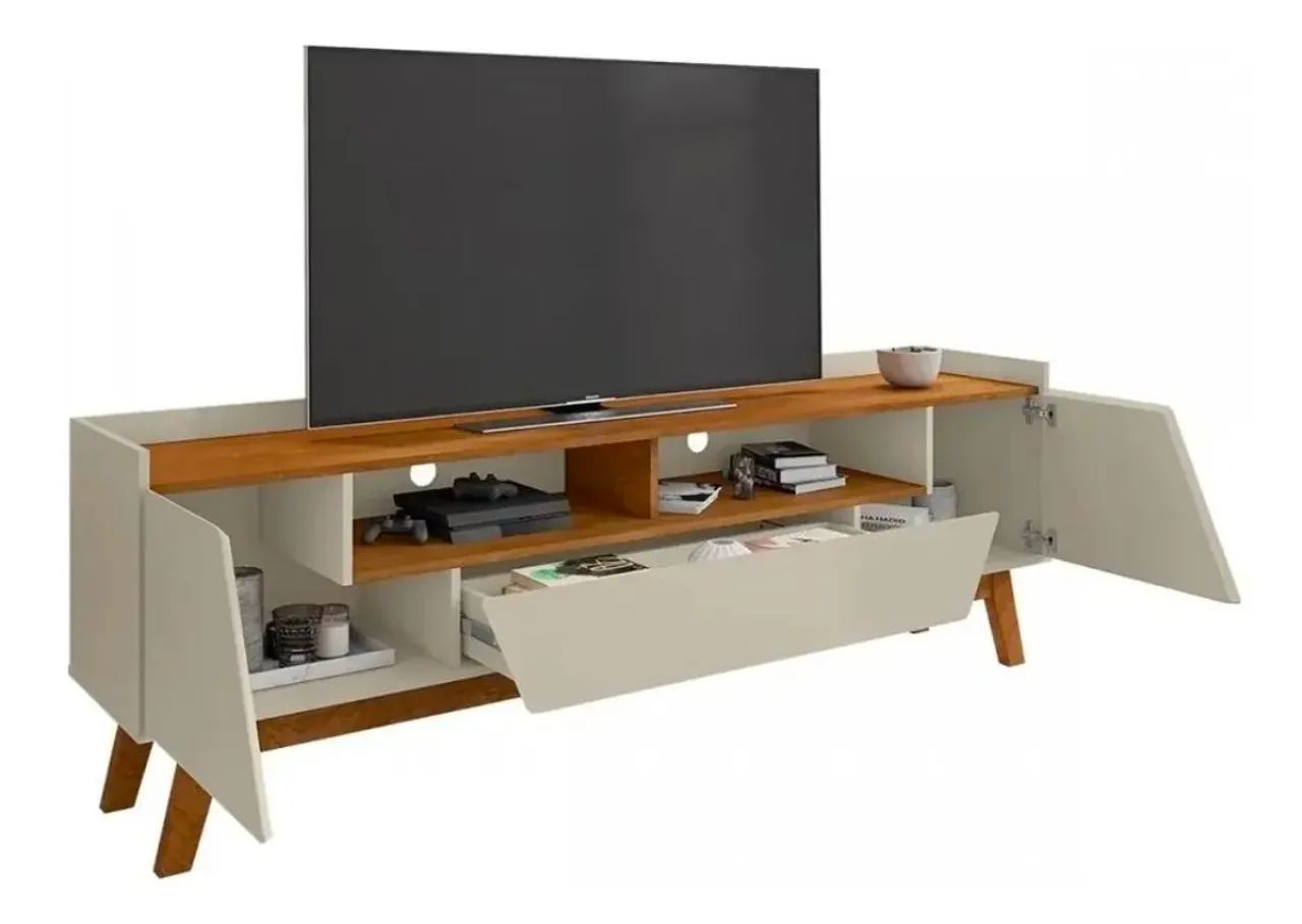 Rack para tv off white/naturalle - Foto 3
