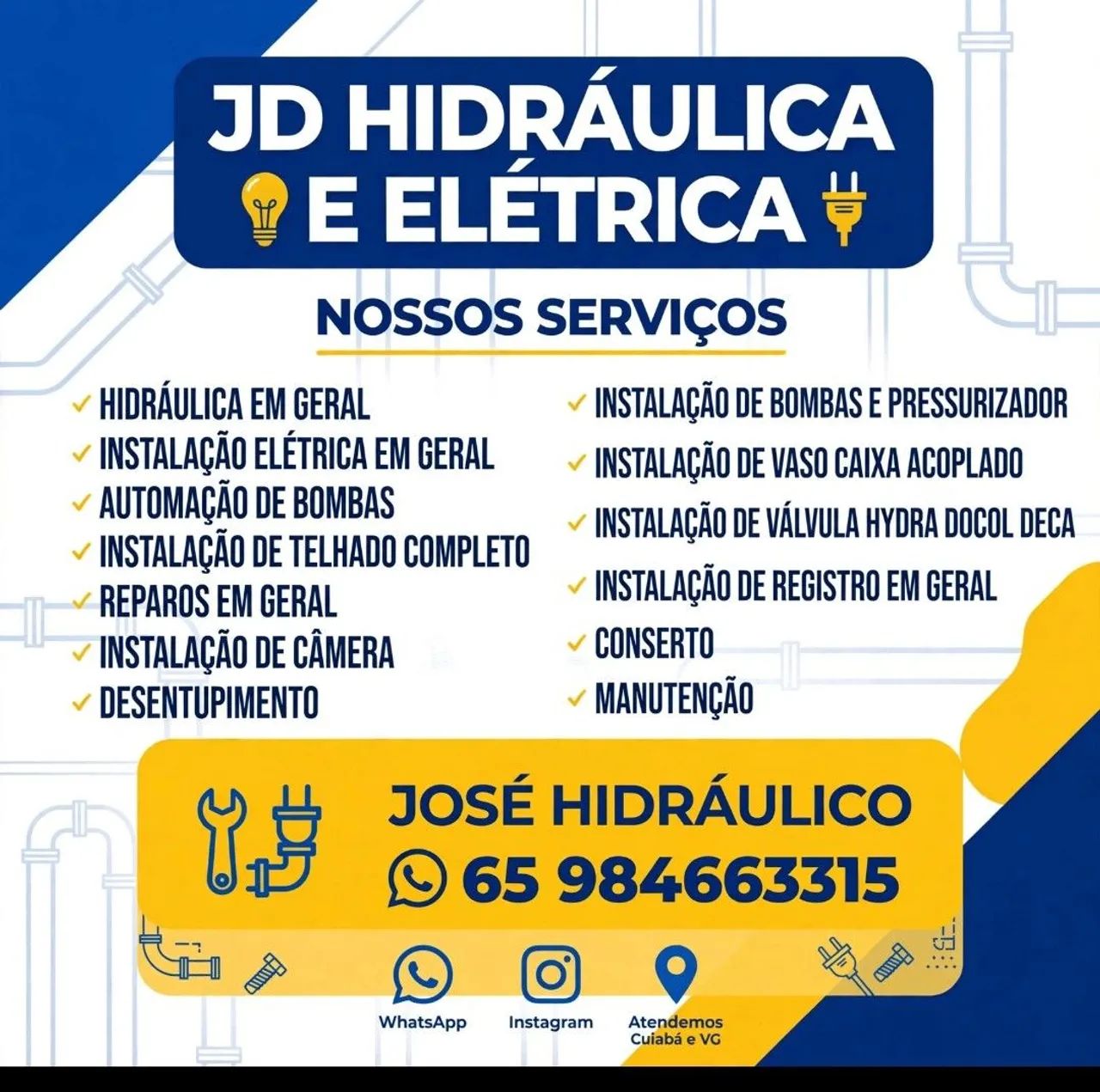 Encanador hidráulica e elétrica e telhado ?