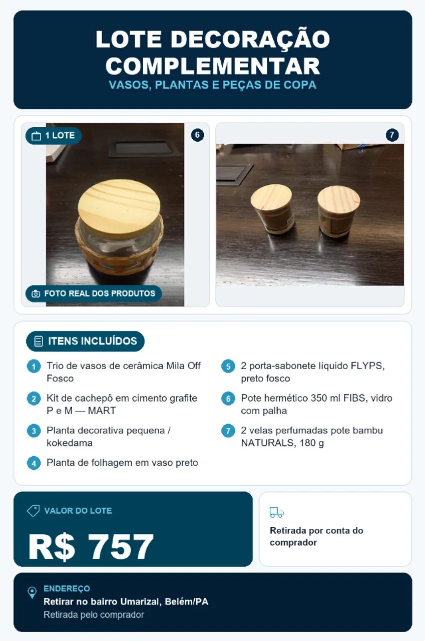 Lote decoração complementar ? vasos, plantas e copa - Foto 2