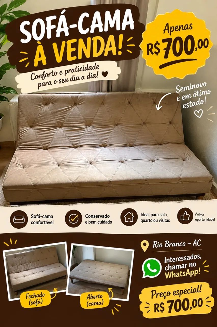 Sofá cama semi novo. Vendendo pq não coube na minha sala ?