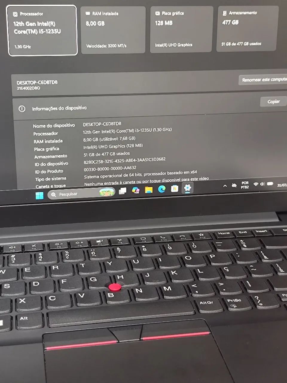 NOTEBOOK LENOVO THINKPAD i5 12ª/8GB RAM/512GB SSD - Foto 2