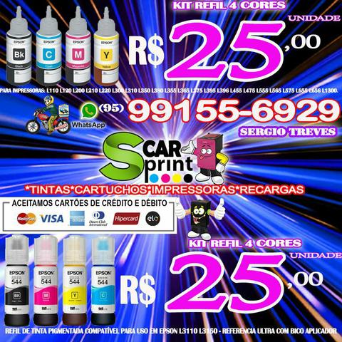Venda de kit e o refil 4 cores de tintas Epson e Canon