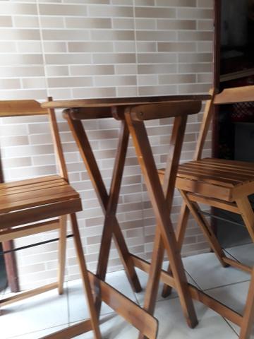 Mesa com cadeira bistrô madeira - Foto 2