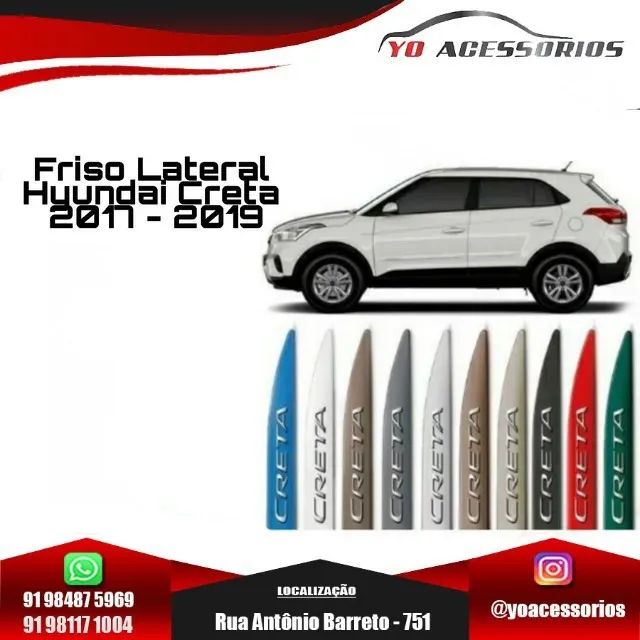 Friso Lateral Hyundai Creta Alto Relevo Cromado 2017 - 2019
