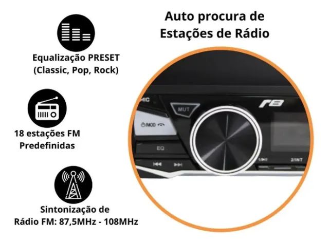Auto Rádio Som Jr8 com Suporte Celular Bluetooth Usb Sd Controle Toca cd - Foto 5