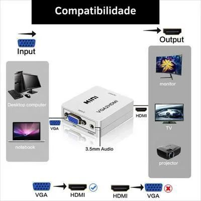 Mini conversor VGA para HDMI com conector adaptador de áudio - Foto 6