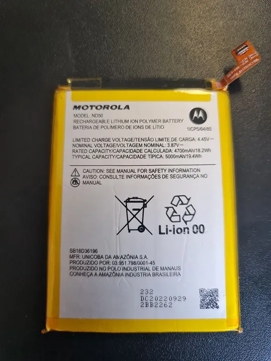 Bateria Original Motorola ND50 - 5000mAh moto g42 - g62 nova