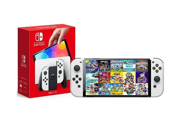 NINTENDO SWITCH OLED DESBLOQUEADO BRANCO 256GB 21 JOGOS