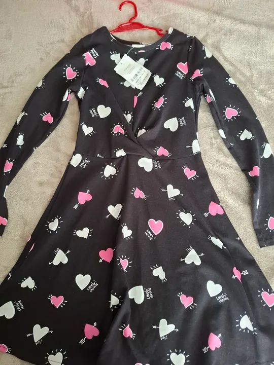 Vestido Infantil - Estampa de Corações