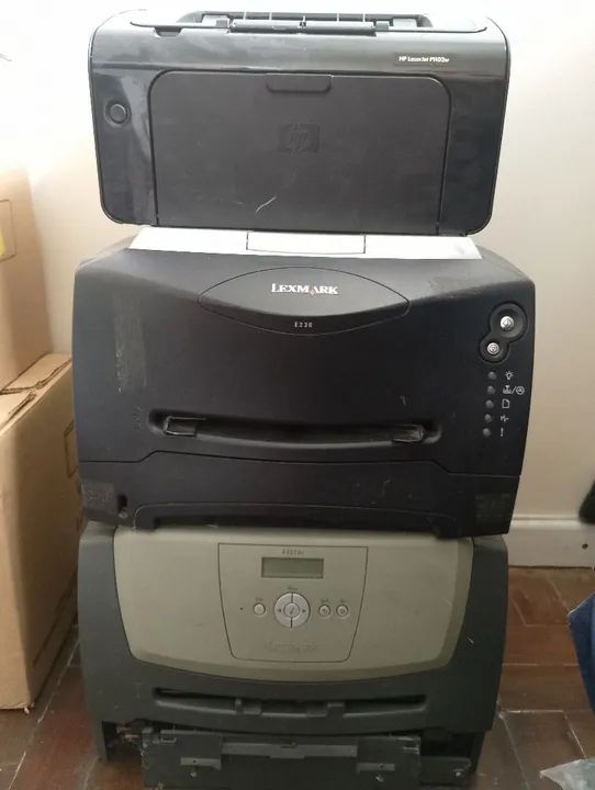 3 impressoras Lexmark HP Jet para manutenção ou retirada de peças