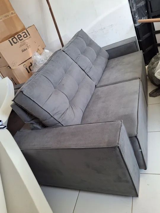 Sofá Retrátil e reclinavel 2.00 metrosCinza - Novo