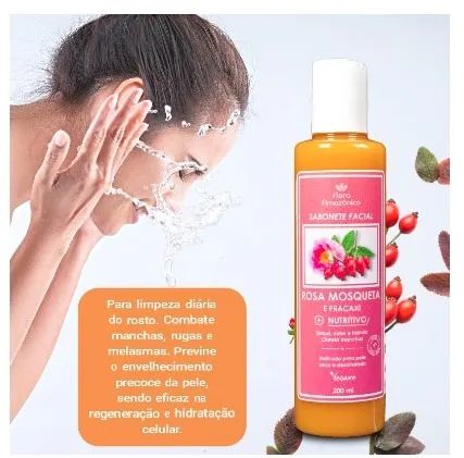 Sabonete Facial Rosa Mosqueta - Vegano 200ml Flora Promoç - Foto 5