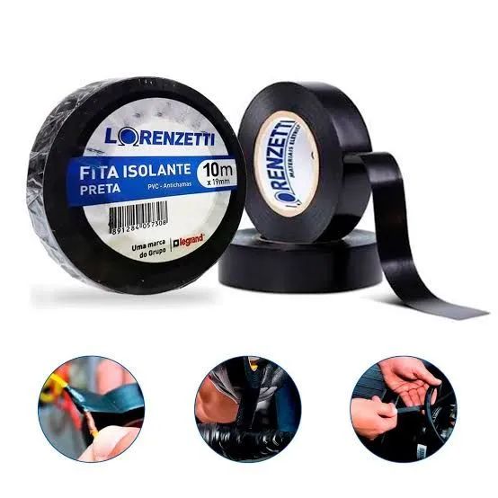 Kit com 10 Fitas Isolantes Preta Lorenzetti 10m PVC antichamas - Foto 2