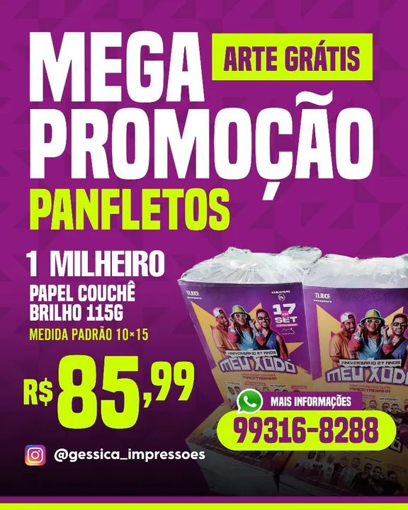 1 MIL PANFLETO PAPEL COUCHÊ BRILHO 
